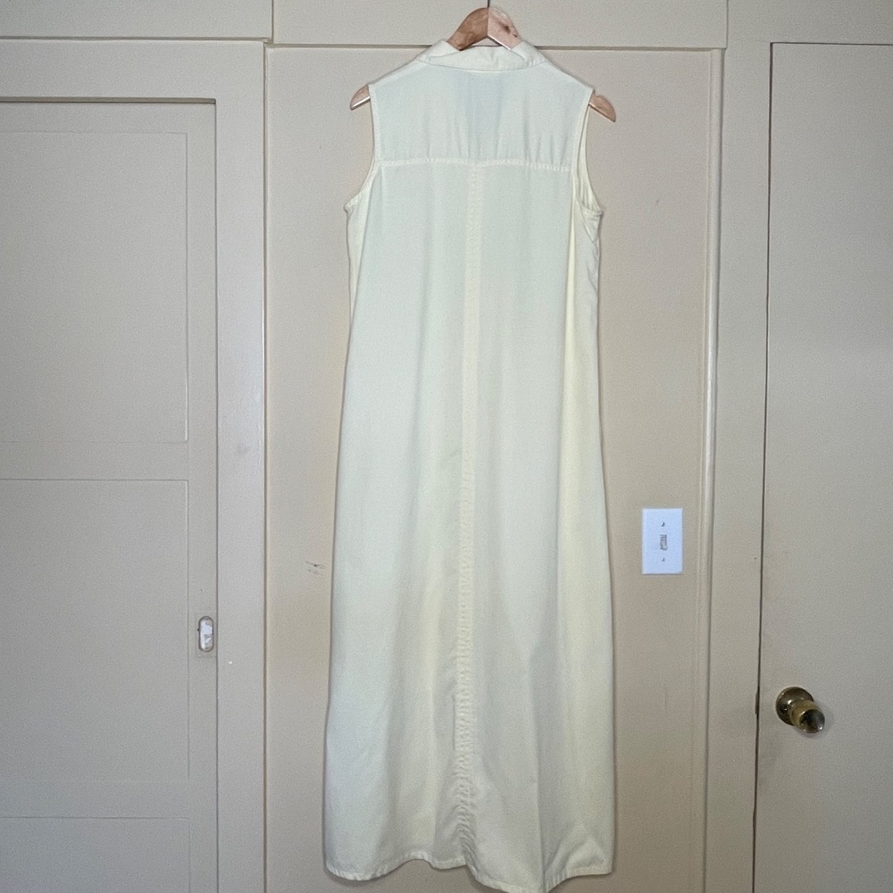 Sleeveless Cream Maxi Shirt Dress